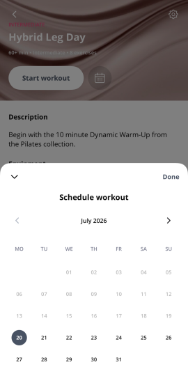 Schedule workouts